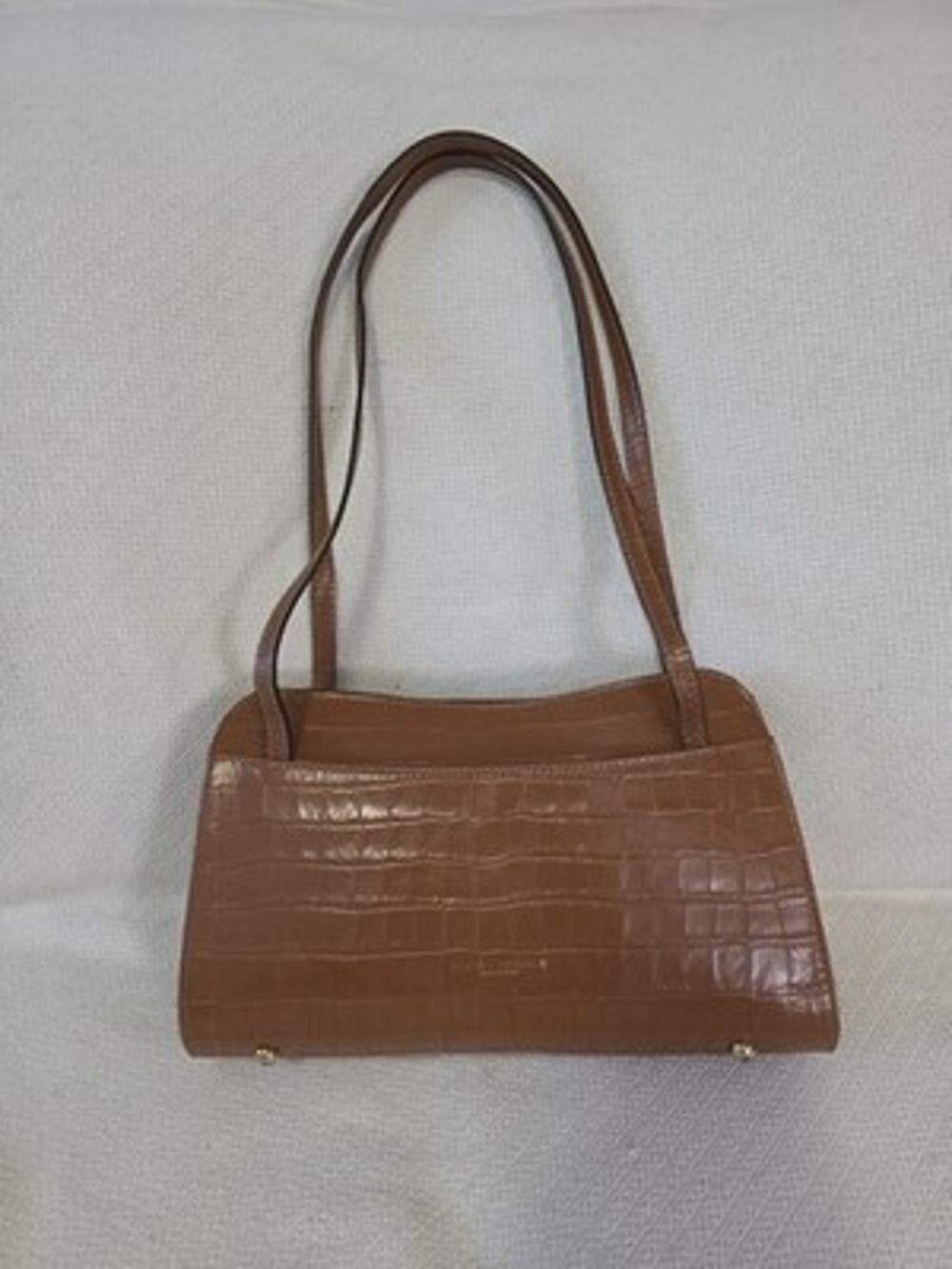 Divina Firenze Tan Leather Shoulder Bag Crocodile Embossed Italian Handbag Tote
